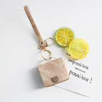 Mini porte-monnaie en jean et cuir avec porte-clés cœur doré, petite pochette pour écouteurs, pochette de poignet, porte-clés mignon pour filles