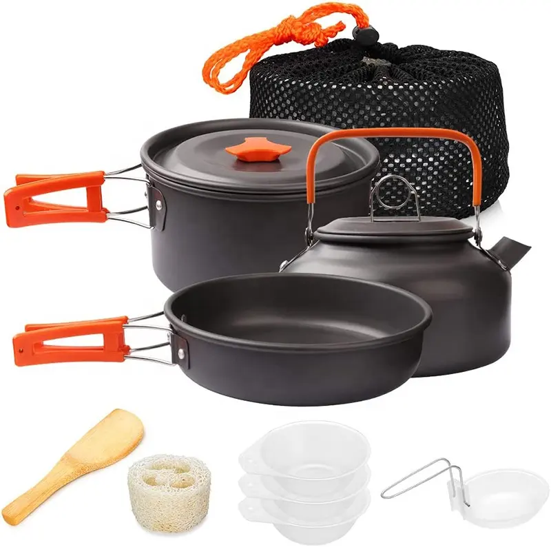 New Arrived High Quality Camping Cookware Mess Kit for Backpacking Gear for Outdoor Camping