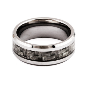 Anillo de Acero de Tungsteno de 8mm con Incrustaciones de Madera, Anillo de Boda para Hombre, Patrón Geométrico, Joyería de Moda - Product Image 3