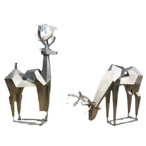 Sculptures en relief de paysage de parc carrées en acier inoxydable, style abstrait chinois, art extérieur fabriqué avec maestrie - Product Image 5