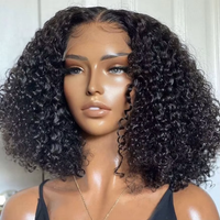 Vente en gros cheveux indiens bruts perruques courtes Bob perruques cheveux humains crépus bouclés dentelle avant perruques HD dentelle frontale perruques cheveux humains pour les femmes noires