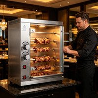 Grill à Kebab et Poulet Rotatif au Gaz en Acier Inoxydable – Machine Commerciale pour Rôtir Poulet et Viande