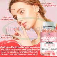 Bonbons gélifiés au collagène en marque privée OEM, végétaliens, halal, sans sucre, supplément de vitamines, gommes au collagène pour les cheveux, la peau et les ongles