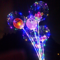 Magnifiques ballons Bobo ronds à LED de 18 pouces, transparents, lumineux, stroboscopiques, ballons Bobo de la Saint-Valentin