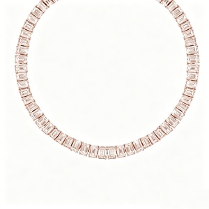 Custom 10K 14K 18K Solid Gold Full Eternity Lab Grown Diamond Tennis <b>Necklace</b> for Men Women - Product Image 3