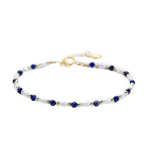 WENCHI Premium Style Natural Stone <b>Bracelet</b> with <b>Freshwater</b> Rice-Shaped <b>Pearl</b> and Spinel Crystal 30g Bangles - Product Image 5