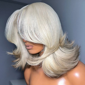 Perruques Lace Frontal en Cheveux Humains Couleur Blond Platine avec Dentelle Transparente Pré-Pluckée pour Femmes - Product Image 6