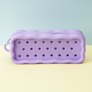 Portable Large Capacity Silicone Hole <b>Pen</b> Bag Waterproof DIY Pencil Pouch Student Stationery Bag - Product Image 3