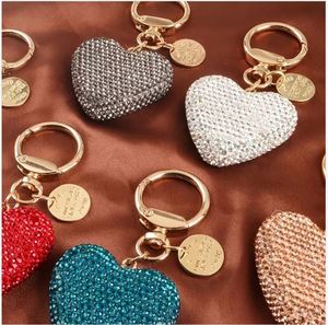 Accesorios para colgante de coche, llavero de corazón con diamantes brillantes, borla, llavero de corazón de cristal morado con diamantes de imitación - Product Image 4