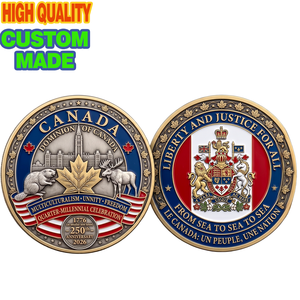 Monete Commemorative Personalizzate Bicolore con Stemma del Canada <span class=keywords><strong>in</strong></span> Smalto Duro, Regalo Aziendale di Presentazione e Apprezzamento - Product Image 1