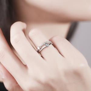 Heart Cut Diamond <b>Adjustable</b> <b>Ring</b> Silver Women's Everyday Wear Jewelry - Product Image 3