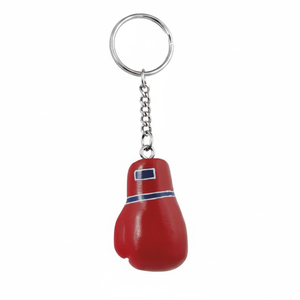Mini porte-clés gant de boxe rouge avec bande bleue, accessoire d'arts martiaux - Product Image 2