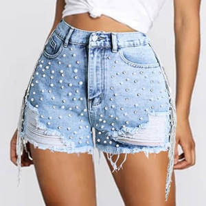 Shorts en jean taille mi-haute pour femme, décontractés, respirants, anti-humidité, écologiques, imperméables, en toile, avec fermeture boutonnée – Collection été, Offre Spéciale - Product Image 3
