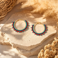 Anting-anting manik-manik Miyuki handmade, model tassel boho, dengan detail rumbai dan liontin, untuk wanita