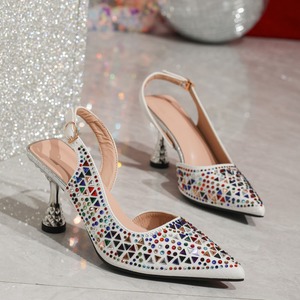 Ragazza occupata LL4756 tacchi alti da donna <span class=keywords><strong>multicolor</strong></span> strass slingback <span class=keywords><strong>scarpe</strong></span> bianche taglia 11 moda elegante donna pump tacchi - Product Image 3