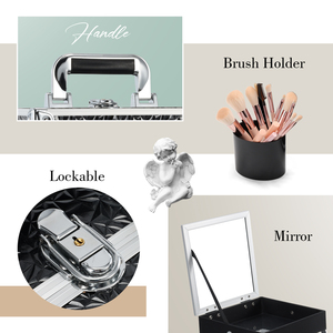 3 Trays <b>Makeup</b> Train <b>Case</b> with Mirror Cosmetic Organizer Box Nail Polish CasesTravel <b>Makeup</b> Box with Brush Holder Storage - Product Image 5