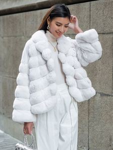 Fábrica al por mayor <span class=keywords><strong>precio</strong></span> de lujo estilo americano longitud media blanco esponjoso piel de zorro chal cuello mujeres <span class=keywords><strong>abrigo</strong></span> de piel de zorro Real - Product Image 2