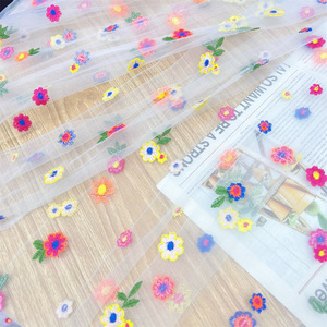 Colorful Small Flower <strong>Net</strong> Embroidery Lace Fabric Cheap Sexy Style for Shoes Bags Curtains Tablecloths Face Auxiliary Materials - Product Image 1