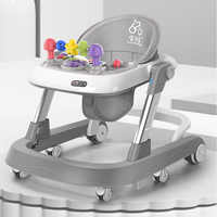 Marche-bébé multifonctionnel portable 3-en-1 avec fonction assis-debout, poussette d'apprentissage pour tout-petits, jouet cadeau
