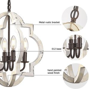 Candelabros de estilo rural americano con luz colgante de vela de madera de granja vintage comedor - Product Image 2