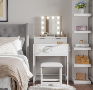 Toeletta Moderna in Legno con Specchio e Cassetti, Scrivania di Lusso per Trucco da Camera da Letto - Product Image 2