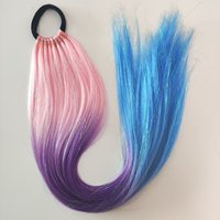 Extension de queue de cheval ombrée scintillante de 24 pouces, 100g, avec élastique, pour queue de cheval DIY colorée et étincelante