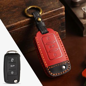 Adecuado para bolsas de llaves <span class=keywords><strong>Volkswagen</strong></span> Passat Golf, bolsas de llaves de cuero Magotan Crazy Horse y llaveros de coche de cuero genuino - Product Image 4