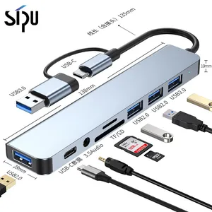 8 In 2 Usb Hubs Multiport Dock Support TF/PD Reading USB 3.5mm Audio Type C Multi-Port Supports All TYPE-C Channel Computers