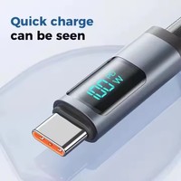 1M 2M Pantalla digital 100W USB C Cable de carga rápida Tipo C a tipo C Cable de datos totalmente compatible para computadora portátil Teléfono móvil