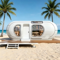 Maison capsule en acier préfabriqué moderne, structure en conteneur, installation rapide, pod modulaire pour glamping, commande intelligente, écologique, imperméable