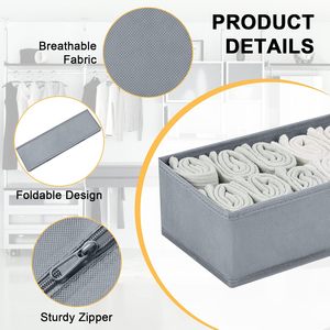 Closet Dresser Drawer Organizers Foldable Fabric Underwear Bras <b>Clothes</b> <b>Storage</b> <b>Clothes</b> Drawer Organizers - Product Image 5
