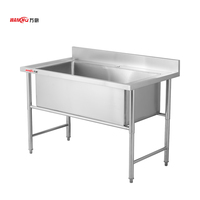 Évier utilitaire extérieur en acier inoxydable, design industriel fait main, surdimensionné, carré, à poser, à cuve unique, certifié NSF Eco Storage