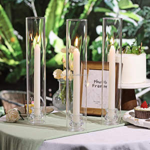Nordic European <b>Tall</b> Transparent Clear Crystal Candalebra Borocil Glass Cylinder Taper <b>Candle</b> <b>Holders</b> for Wedding Decoration - Product Image 2