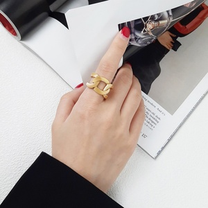 Anillos de Moda Chapados en Oro de 18K, Joyería para Mujer, Anillo de Acero Inoxidable con Eslabones Cubanos - Product Image 4