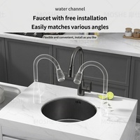MOSHE RV Évier simple en acier inoxydable 304, surface nano, avec robinet chaud/froid, pour bar à domicile et café, fabrication industrielle, à encastrer sous plan