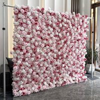 Panneau mural floral en soie artificielle de 2,4 m x 2,4 m, roses rouges, pour toile de fond de mariage, vente en gros