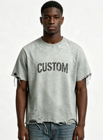 T-shirt surdimensionné personnalisé effet vieilli avec impression de logo sur mesure OEM ODM, style streetwear vintage