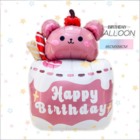 Nouveau ballon en aluminium épais pour gâteau d'anniversaire, motif crème glacée à la fraise, pour décorations de fête d'enfants, 5 couleurs, imprimé UV