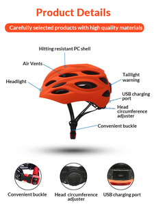 Casco de Ciclismo Ajustable Unisex con Luces LED Delanteras y Traseras Integradas para Bicicleta de Carretera - Product Image 3
