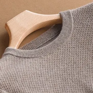 Jersey de lana Merino de Cachemira con cuello redondo de manga larga personalizado de alta calidad para hombre