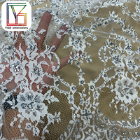 Chantilly français cristal pierre mariage mariée Tulle dentelle tissu luxe strass cils cordon broderie maille robe dentelle tissu