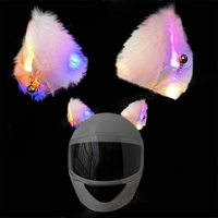 Haute qualité créatif mignon court en peluche moto vélo casque éclairer chat oreille décoration accessoires partie