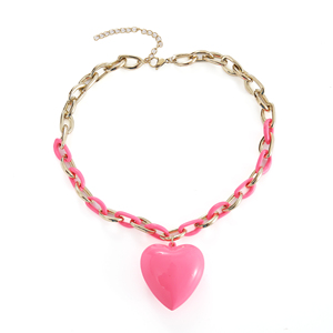Customizable Fashion Boho <strong>Candy</strong> Colors Enamel Chain Heart Charm <strong>Necklace</strong> for Women's Anniversary Gift - Product Image 2