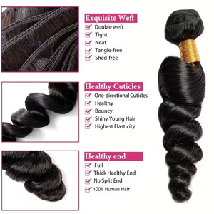 도매 저렴한 처녀 머리 브라질 느슨한 웨이브 번들 100% 레미 인모 소프트 익스텐션 8-30 인치 머리 직조 - Product Image 6