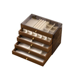 Boîte à bijoux en bois personnalisée en gros avec plateau et compartiments pour bagues, <span class=keywords><strong>boucles</strong></span> <span class=keywords><strong>d</strong></span>'oreilles, colliers et bracelets - Product Image 3