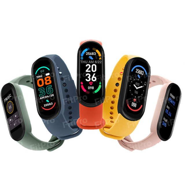 2021 New Design IP67 Touch Screen Sports Fitness Rate Monitoring Smart Bracelet M6 Watches Band