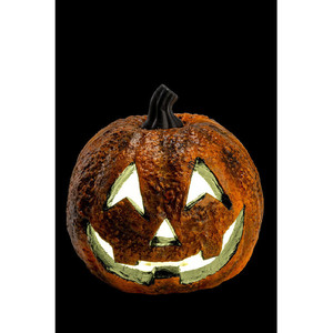 Zucca Decorativa in Polistirolo con Luce, Diametro 16cm, Arancione - Product Image 1