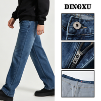 Jeans coupe droite pour homme, denim bleu délavé, cinq poches, fabrication OEM ODM, sourcing de tissus, style personnalisé, pantalon