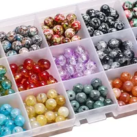 Miçangas de vidro redondas para fabricação de jóias, conjunto de miçangas espaçadoras de cristal 8mm para pulseira, brinco, acessórios de bordado faça você mesmo