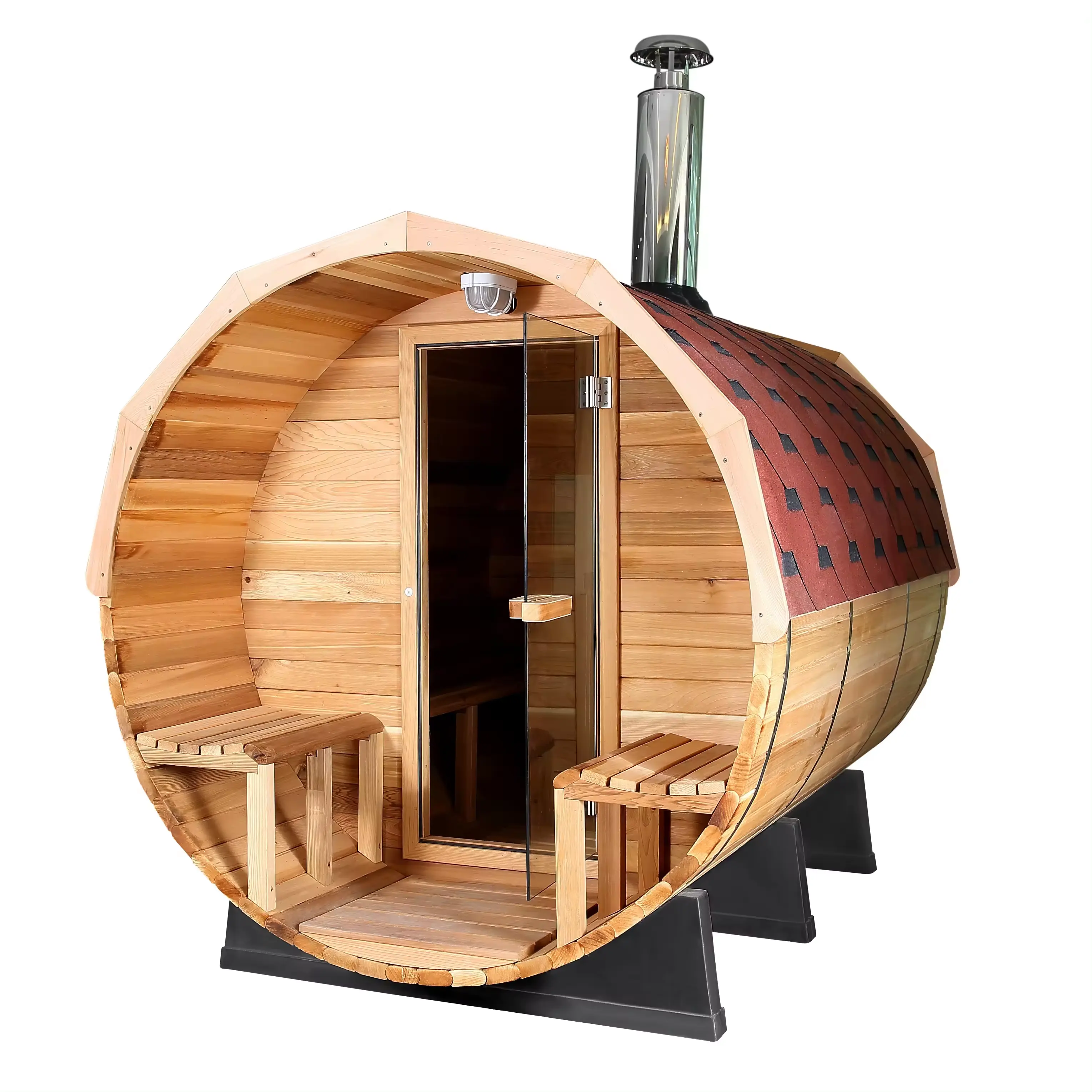 غرفة ساونا منزلية خشبية بتصميم جديد تتسع لـ 2-4 شخصًا وتعمل بالبخار الجاف في الهواء الطلق